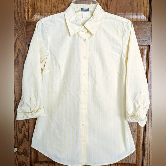 J. Crew Tops - J. Crew Pale Yellow Striped Button-Up Blouse